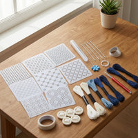 Reusable Sashiko Embroidery Template Kit Beginner-Friendly Sashiko Embroidery Kit Heat-Erasable Visible-Mending for Sewing Enthusiasts, Beginners, Crafters, Craft Classes, Home