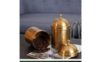 Brass Tea Canister Handmade Metal Storage Jar Lettered Apothecary Storage Jar for Kitchen Counter