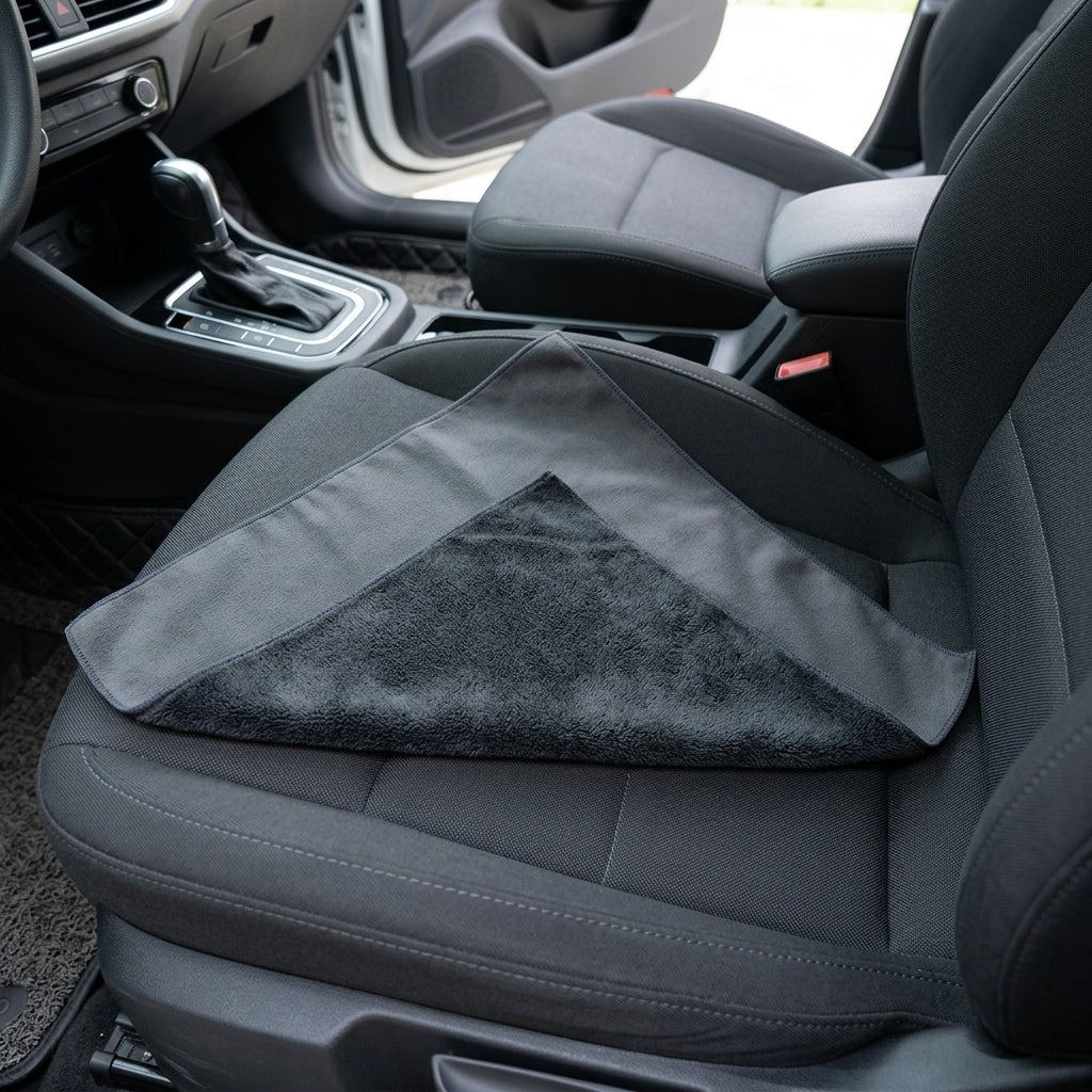 Double Sided Car Drying Towel Microfibre Cloth, 30cm X 30cm Microfiber Cloths, 500 GSM Suede and Coral Fleece for Car Detailing