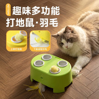 跨境智3合1奶酪屋智能宠物解闷神器猫盘玩具打地鼠羽毛逗猫玩具