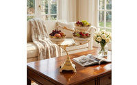 Three-Tier Fruit Tray Curved Arms Gold Metal Ornamental Pedestal Bowl Tray