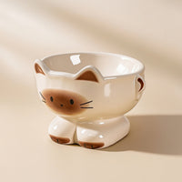Glossy Cat Bowl with Pedestal Compact Ceramic Cat Bowl Stable Pet Feeder Dishes Sturdy for Cats, Small Dogs, Feeding Station, Kitchen