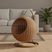 Imitation Rattan Cat Hammock Breathable Rattan Cat Nest Space-Saving for Small Pets