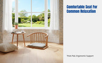 Raised Floor Mat Chair, Thickened Seat, Armless Wooden Backrest, Japanese Style, For Bedroom, Bay Window, Living Room