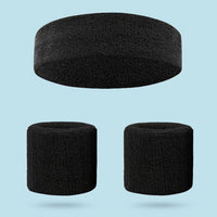 Sweatband Headband and Wristband Set for Running, Breathable Absorbent Athletic Head Band for Men Women Gym Basketball Fitness