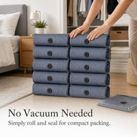 Vacuum Compression Bags for Clothes, Down Jackets, Travel Luggage - Hand Roll, No Pump Needed