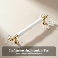 Light Luxury Design Ceramic Cabinet Handle Modern Simple White and Gold Drawer Pull Elegant Appearance for Kitchen, Bedroom, Bathroom