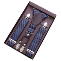 4 Clips Suspender Gift Boxed Elastic Pant Heavy Duty Clips Trouser Suspender for Men, Formal Events, Weddings