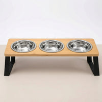 Raised Pet Bowl Stand with Stainless Steel Bowls Easy to Clean Raised Pet Feeder with Three Bowls Organized Triple Bowl forDogs