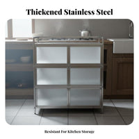 Rust-Proof Stainless Steel Kitchen Cabinet Heavy Duty Freestanding Kitchen Cupboard Large Capacity Freestanding Dish Cabinet Easy to Clean for Homeowners, Families, Renters, Dining Room, Garage, Bathroom, Office