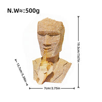 Decorative Bust Textured Bust Statue Resin Sculpture Thoughtful Face Statue Geometric for Art Lovers, Bookshelf, Entryway