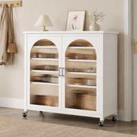 Narrow Shoe Rack with Stone Top, Nordic Style for Small Apartments, Closed Shoe Cabinet with 6 Shelves and Adjustable Compartments, Cloud White