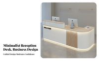 Modern Reception Desk Sturdy Construction Modern Reception Desk with Storage Easy to Clean White Checkout Counter for Shopkeepers, Salon Hotel
