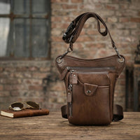 Rugged Crossbody Bag with Adjustable Strap Handsunrestricted Leather Bag with Adjustable Strap Compact Organized for Cycling