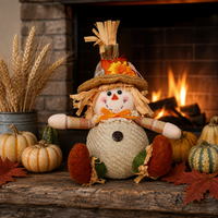 Autumn Harvest Festival Sunflower Faceless Doll Scarecrow Figurine for Desktop & Window Decor