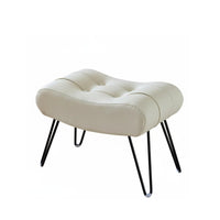 Light Luxury Aesthetic Tufted fluffyShaped Stool Multi-Purpose Arched Ribbed Ottoman Comfortable Seating Footrest Modern Design for Homeowners, Interior Designers, Students, Living Room, Entryway, Bedroom