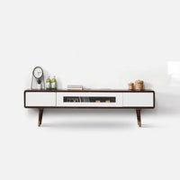 TV Cabinet Solid Wood Media Console Low-Profile TV Cabinet with Glass Doors for Living Room, Small Apartment