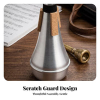 Cork Pads B and B Trumpet Practice Mute Tapered Cone-Shaped Trumpet Practice Mute Silver-Colored Black Collar