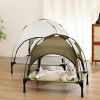Open Sides Canopy Pet Bed Raised Elevated Pet Bed Textile Tented for Dogs, Cats, Indoor