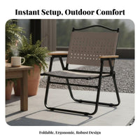Foldable Classic Foldingdesign Folding Chair Long-Lasting Low-Slung Camp Armchair Weather-Resistant Portable Seat Lightweight for Campers, Anglers, Picnickers, Camping, Picnics, Fishing, Backyard