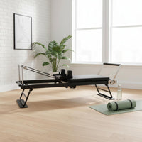 Foldable Pilates Reformer Space-Saving Slide Track Reformer Bed Fluid Glide Rails Home Pilates Machine