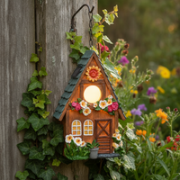 Solar Powered Birdhouse Garden Decor with LED Light - Outdoor Hanging Tree Ornament