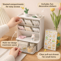 Desk Organizer with Drawer, Angled Pen Holder for Office Desktop Storage, Pencil for Students, Rectangular Stationery