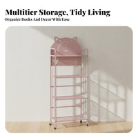 Movable with casters animalchildrened Rolling Rack Space Saving Mobile book rack Multi-Functional Household Storage Easy to Assemble for Children, Students, Office Workers, Living Room, Bedroom, Study, Classroom