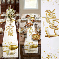 Easter Table Runner Easy to Clean Easter Party Table Cover Reusable Festive Dining Tablecloth for Event Planners, Restaurant Owners, Parties