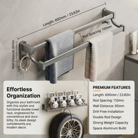Towel Rails for Bathroom and Kitchen Use, Wall Mounted Made of Space Aluminum, No-Drill Hand and Bath Holder