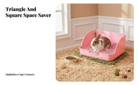 Small Pet Litter Box Easy to Clean Small Pet Potty Box Enclosure Corner Litter Pan Spill-Resistant High-Rear Pet Toilet Non-Tip