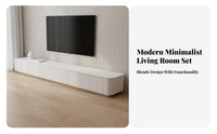 Contemporary Media Console Stand Sturdy Construction Contemporary Media Console Cabinet with Drawers Versatile Use Long Media Cabinet with Storage