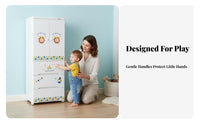 Large Capacity Multi-Bin Storage Cabinet child-appropriate Height Cartoon Drawer Chest Safe Rounded Corners children's Furniture Lightweight Design for Toddlers, Parents, Nursery, Playroom, Bedroom, Closet