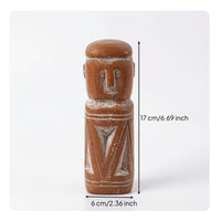 Distressed Human Bust Figurine Rustic Sculpture with Tribal Patterns Sculptural Tabletop Statue Cultural for Bookshelf, Office Desk