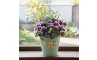 Tapered Metal Planter Pot Cottagecore Planter with Lace Rim Outdoor Pot with Bow Ornament Long-Lasting for Balcony, Patio, Garden