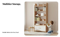 Floor-Standing children's Bookcase with Doors Sturdy Construction Cubby Bookcase with Doors Large Capacity Bookshelf Easy to Assemble for Students, Toddlers, Parents, Bedroom, Nursery, Playroom, Daycare Center