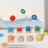 Wooden Color Sorting Column Toy for Kids, Montessori Educational Toy