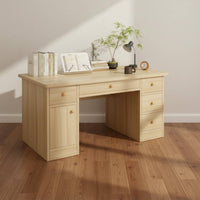 Minimalist Design Computer Desk with Drawers Spacious Desktop Home Office Writing Desk Sturdy Construction Study Table with Storage Thickened Tabletop for Students, Bedroom