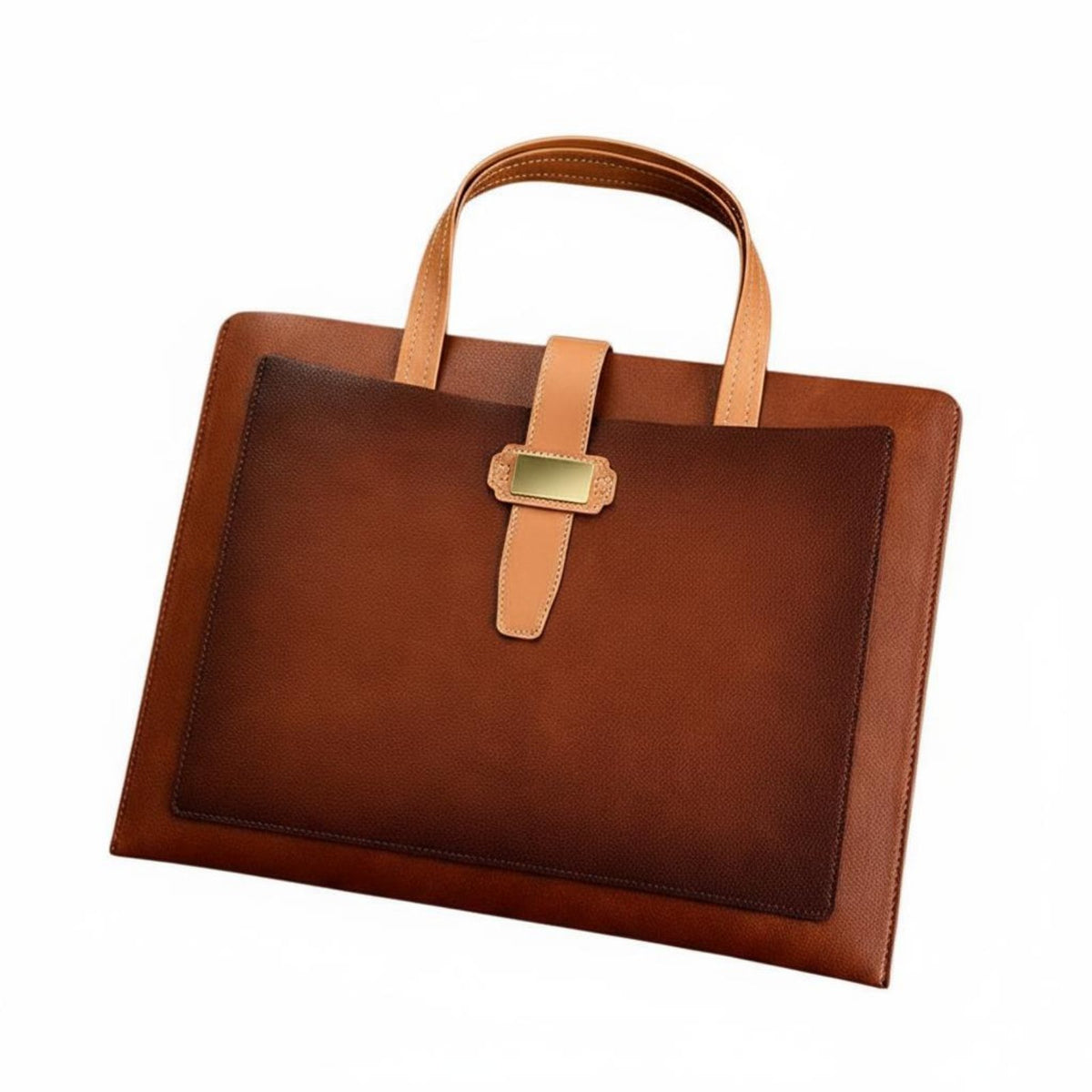 Hand Carry A4 Document Bag Large Capacity Leather File Bag Wear-Resistant Portable Contract Folder 2 Pockets for Professionals, Business People, Travel