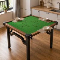 Metal Frame Guandan Table Adjustable Foot Pads Green Felt Table Reinforced No Assembly Required