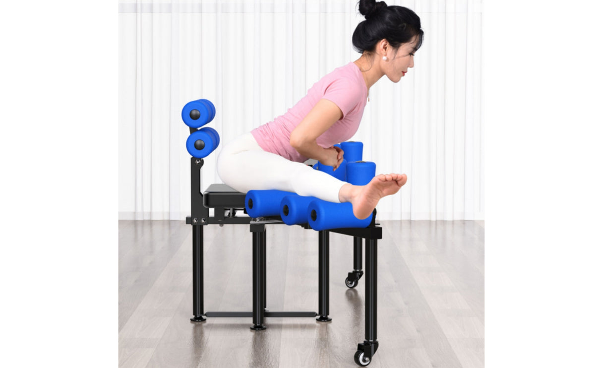 Cushioned Seat Split Training Machine Adjustable Hip Opening Instructor Padded Seated Stretching Machine Metal Frame for Adults, Children
