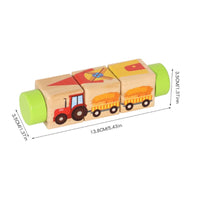 Educational Wooden Creature Game Blocks Cognitive Training Wooden Creature Game Problem-Solving Skills Cylindrical Picture Blocks Sturdy Wood for Preschoolers