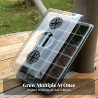 Transparent Lid 24 Cell Starter Tray Reusable Starter Tray with Dome Sturdy Mini Greenhouse Propagator Large Capacity Cells for Gardeners