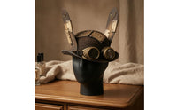 Built-in Goggles Steampunk Top Hat Bronze-Gold Accents Eyepiece Hat Headpiece Rivet-Studded Headwear Cosplay for Adults, Costume Party