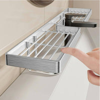 Space Saving Stainless Steel Faucet Organizer Easy to Install Bathroom Faucet Organizer Rust-Resistant Stainless Steel Sink Rack Drainable Design for Washbasin, Vanity