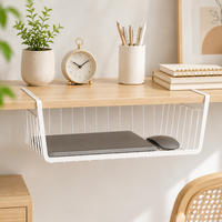 Under Shelf Storage Basket, Metal Wire Organiser, Hanging Storage Basket for Kitchen, Cupboard, Desk, Bedroom, Dormitory, Space Saving