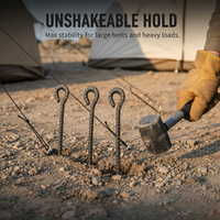 Heavy-Duty Steel Tent Stakes for Outdoor Camping and Canopies, Threaded Ground Pegs