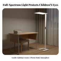 No Flicker Full Spectrum Floor Lamp High Color Rendering Full Spectrum Study Lamp Glare Protection LED Panel Floor Light 4000K Natural Daylight for Students, Children, Professionals, Studying, Bedroom, Studio, Living Room