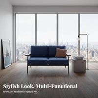 Retro Design Industrial Loveseat Small Apartment Friendly Compact 2-Seater Sofa Sturdy Metal Frame Couch Solid Wood Armrests for Homeowners, Business Owners, C Remove Ee Shop, Boutique, Lounge Area, Bedroom