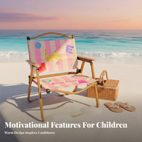 Foldable Design Cartoon Print Frog Chair Lightweight Outdoor Equipment Stable & Sturdy Portable Seat Breathable Material for Beachgoers, Picnickers, Camping, Picnics, Beach, Backyard